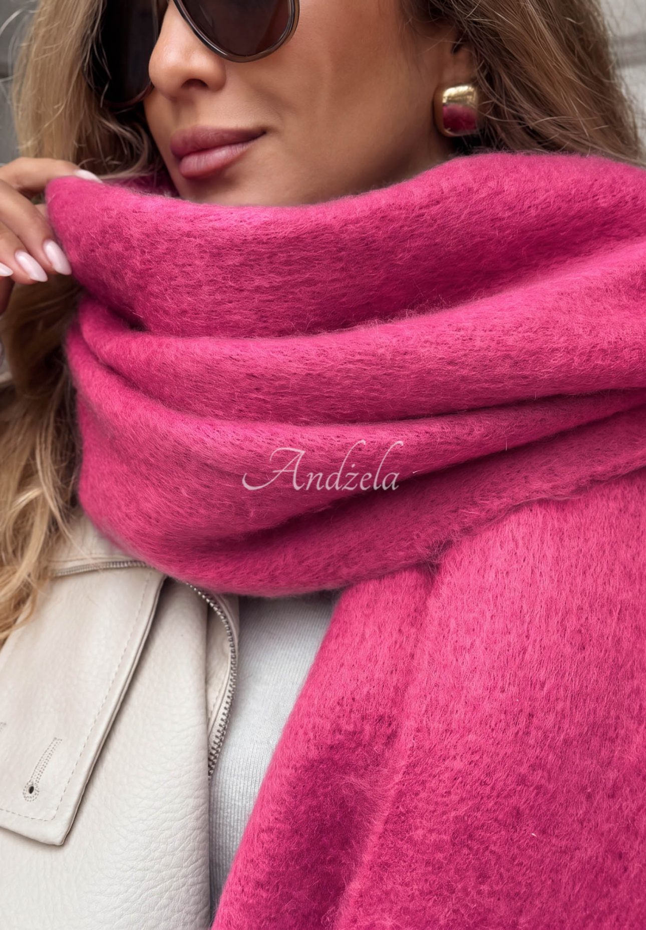 Měkká šála s třásněmi Snow Darling fuchsiový
