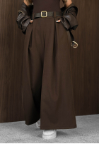 materiálové Kalhoty wide leg z paskiem Simple Elegance černé