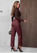 Skórzane Kalhoty skinny z paskiem Hazy Hour vínové