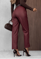 Skórzane Kalhoty skinny z paskiem Hazy Hour vínové