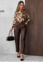 Skórzane Kalhoty skinny z paskiem Hazy Hour vínové