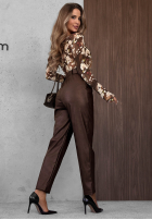 Skórzane Kalhoty skinny z paskiem Hazy Hour vínové