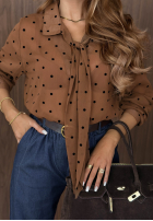Košile z wiązaniem w Bodky  Dear Autumn velbloudí