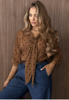 Košile z wiązaniem w Bodky  Dear Autumn velbloudí