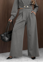Elegancki Souprava Krátká Sako i Kalhoty wide leg Style Desire šedý