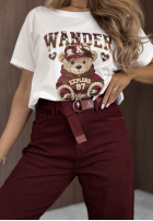 Tričko z nadrukiem Wander Bear ecru
