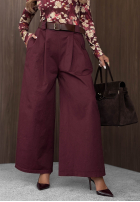 Souprava Bunda bomberka i Kalhoty wide leg Iconic Style vínový