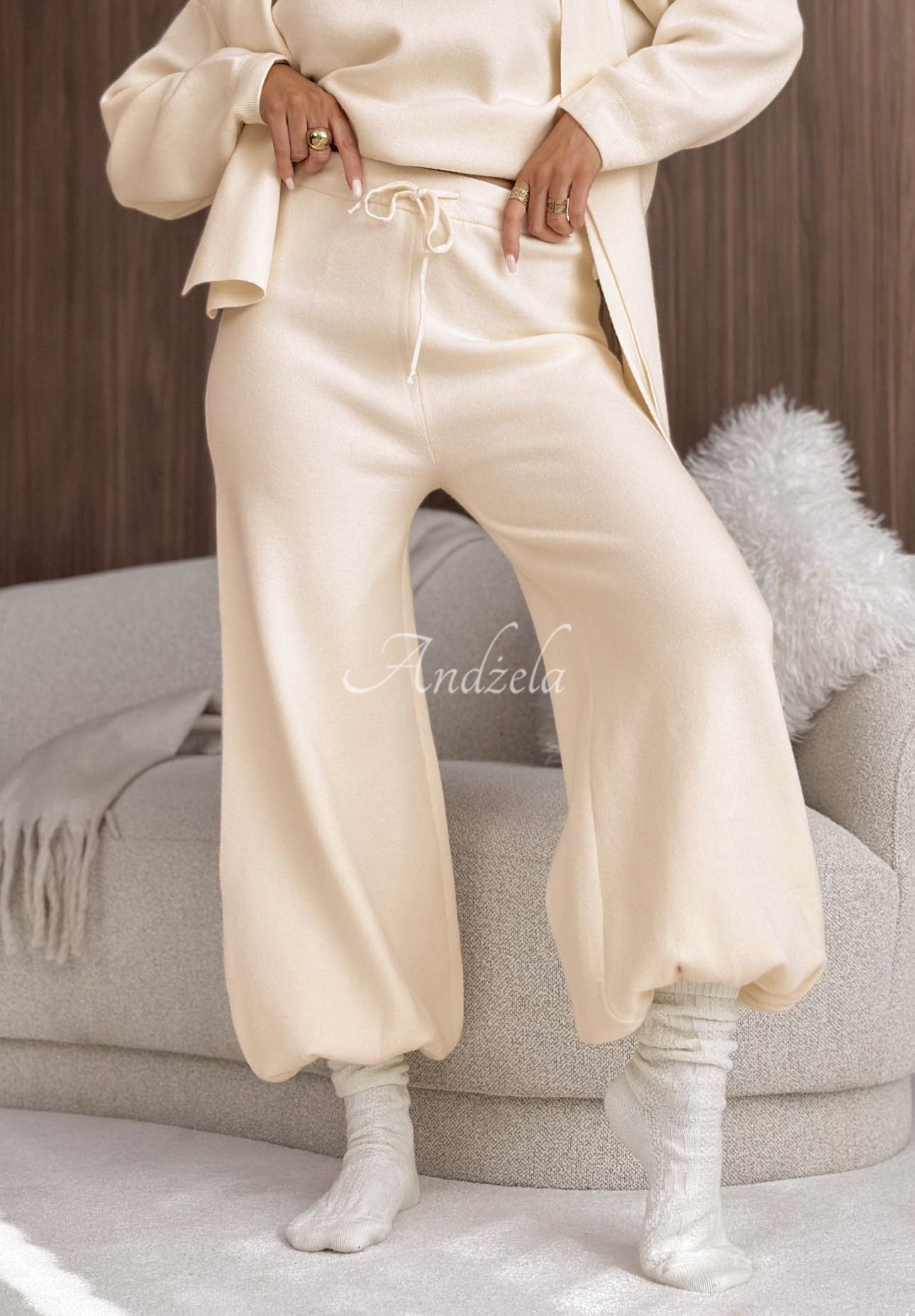 Úpletová souprava se šálou a viskózou Style Darling ecru