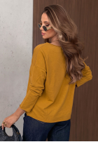 Halenka longsleeve z dekoltem i cekinami Last Sunrays velbloudí
