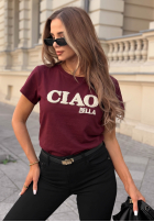 Tričko z napisem Ciao Bella vínový