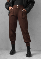 materiálové Kalhoty joggery z guzikami Divine Charm černé
