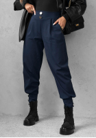 materiálové Kalhoty joggery z guzikami Divine Charm černé