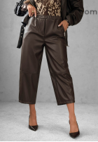 Skórzane Kalhoty mom fit Warm Vanilla čokoládové