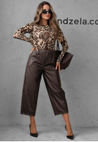 Skórzane Kalhoty mom fit Warm Vanilla čokoládové