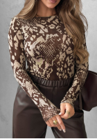 Halenka longsleeve w panterkę After Noon čokoládová