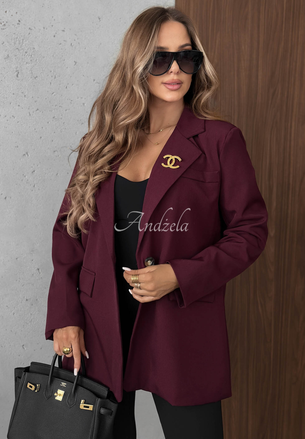 Elegantní sako s límcem Timeless Poise vínová