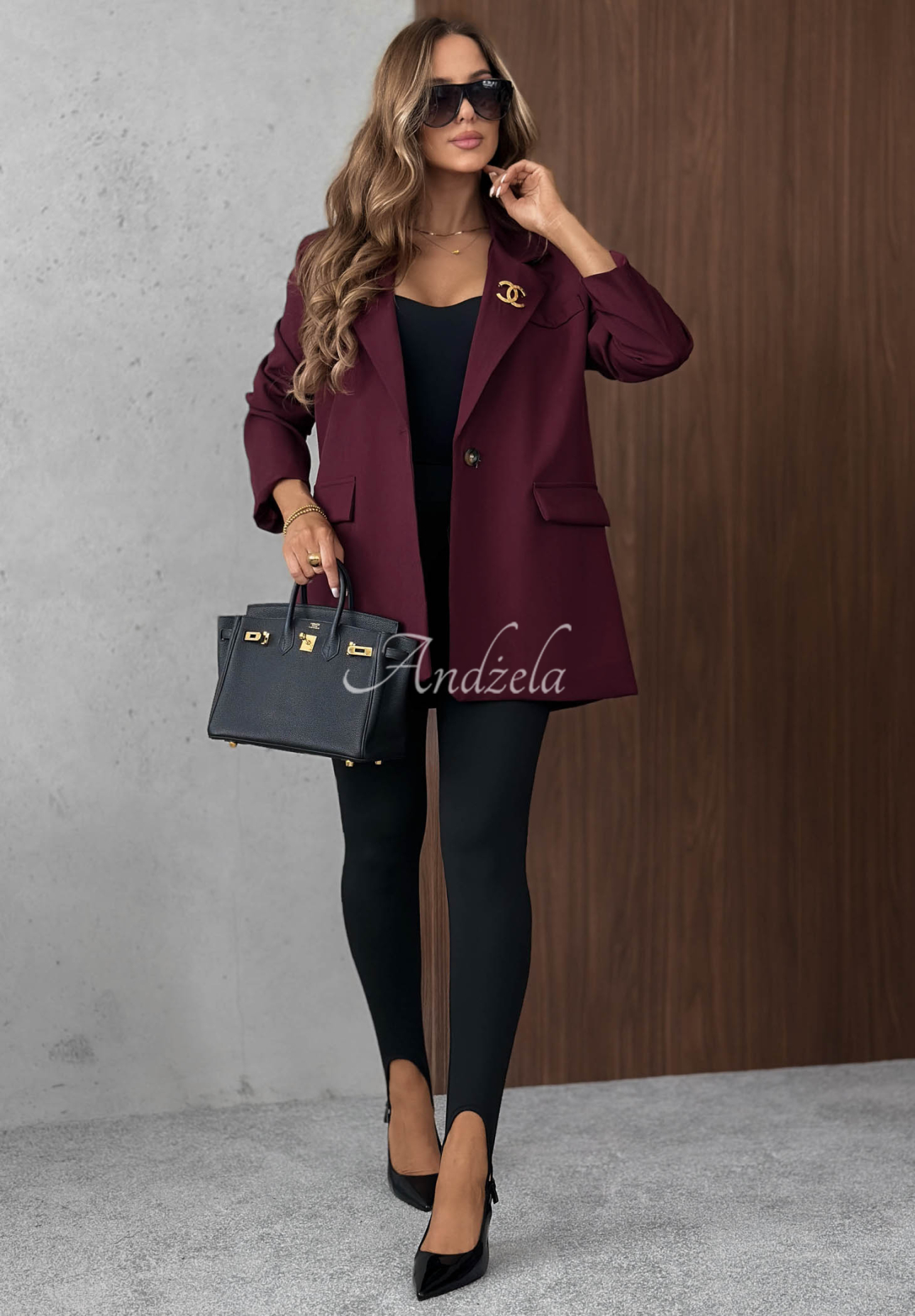 Elegantní sako s límcem Timeless Poise vínová