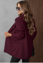 Elegancka Sako z kołnierzem Timeless Poise vínová