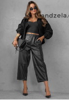 Skórzane Kalhoty mom fit Warm Vanilla čokoládové