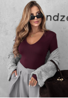 Halenka longsleeve z dekoltem Main Girl čokoládová
