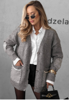 Rozpinany kardigan oversize z kieszeniami Cozy Society šedý