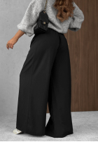 Eleganckie Kalhoty wide leg z zakładkami Timeless Poise čokoládové