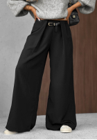 Eleganckie Kalhoty wide leg z zakładkami Timeless Poise čokoládové