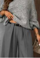 Eleganckie Kalhoty wide leg z zakładkami Timeless Poise čokoládové