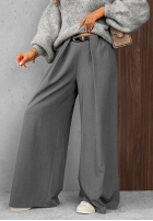 Eleganckie Kalhoty wide leg z zakładkami Timeless Poise čokoládové