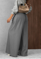 Eleganckie Kalhoty wide leg z zakładkami Timeless Poise čokoládové