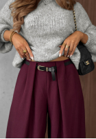 Eleganckie Kalhoty wide leg z zakładkami Timeless Poise čokoládové