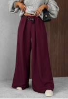 Eleganckie Kalhoty wide leg z zakładkami Timeless Poise čokoládové