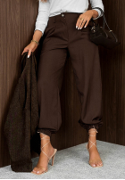 Eleganckie Kalhoty joggery z gumką pasu Timeless Poise šedé