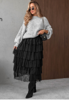 Koronkowa Sukně maxi z falbankami Romantic Soul khaki