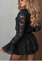 Krótki koronkowy Overal z falbankami Pretty Angel čokoládový
