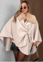 Kabát nietoperz z futerkiem Feather Soft šedý