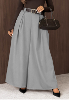materiálové Kalhoty wide leg z paskiem Simple Elegance černé