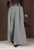 materiálové Kalhoty wide leg z paskiem Simple Elegance černé