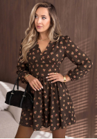 Šaty mini w kwiaty Maple Rose čokoládová