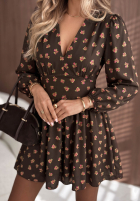 Šaty mini w kwiaty Maple Rose čokoládová