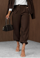 Eleganckie Kalhoty joggery z gumką pasu Timeless Poise šedé