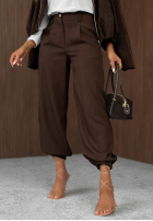 Eleganckie Kalhoty joggery z gumką pasu Timeless Poise šedé