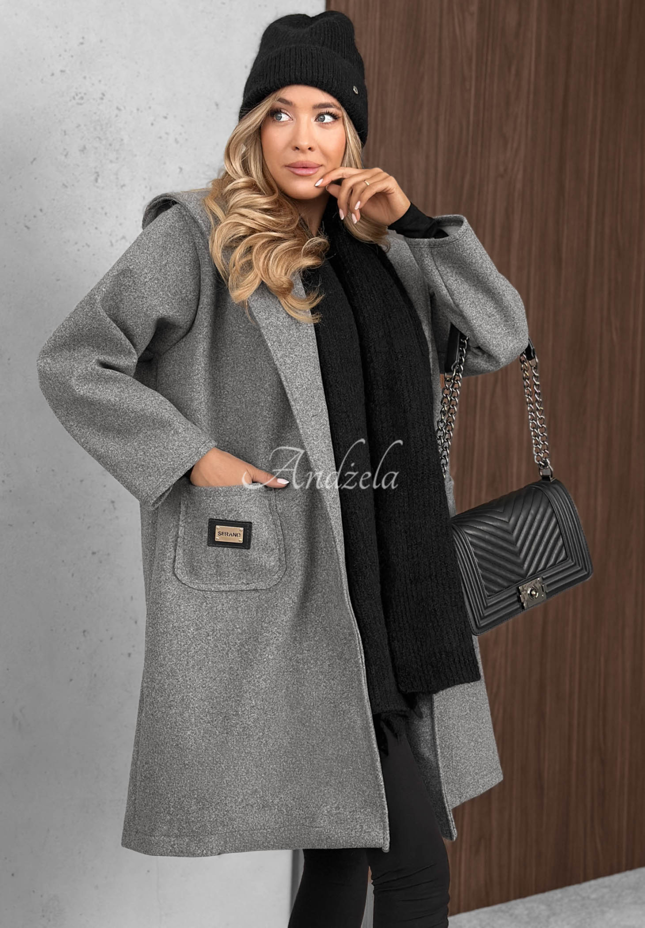 Dlouhý oversize kabát s vlnou City Autumn šedý