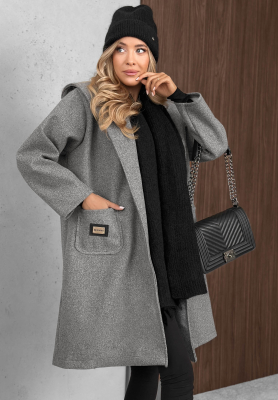 Dlouhý oversize kabát s vlnou City Autumn šedý