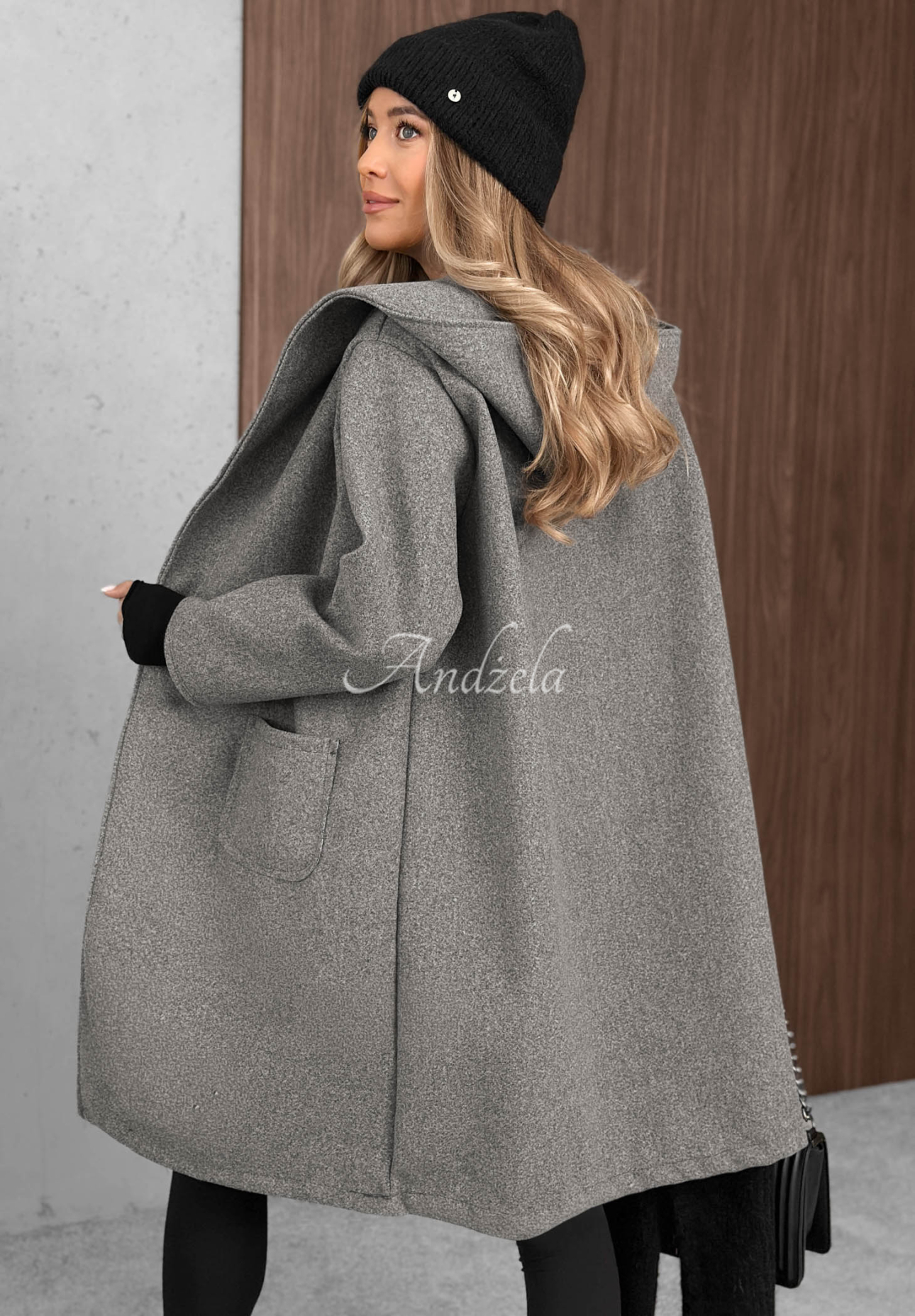 Dlouhý oversize kabát s vlnou City Autumn šedý