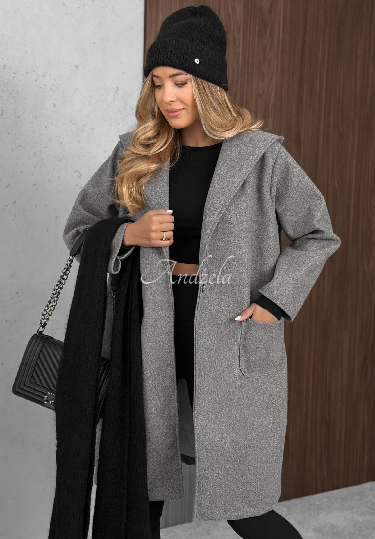 Dlouhý oversize kabát s vlnou City Autumn šedý