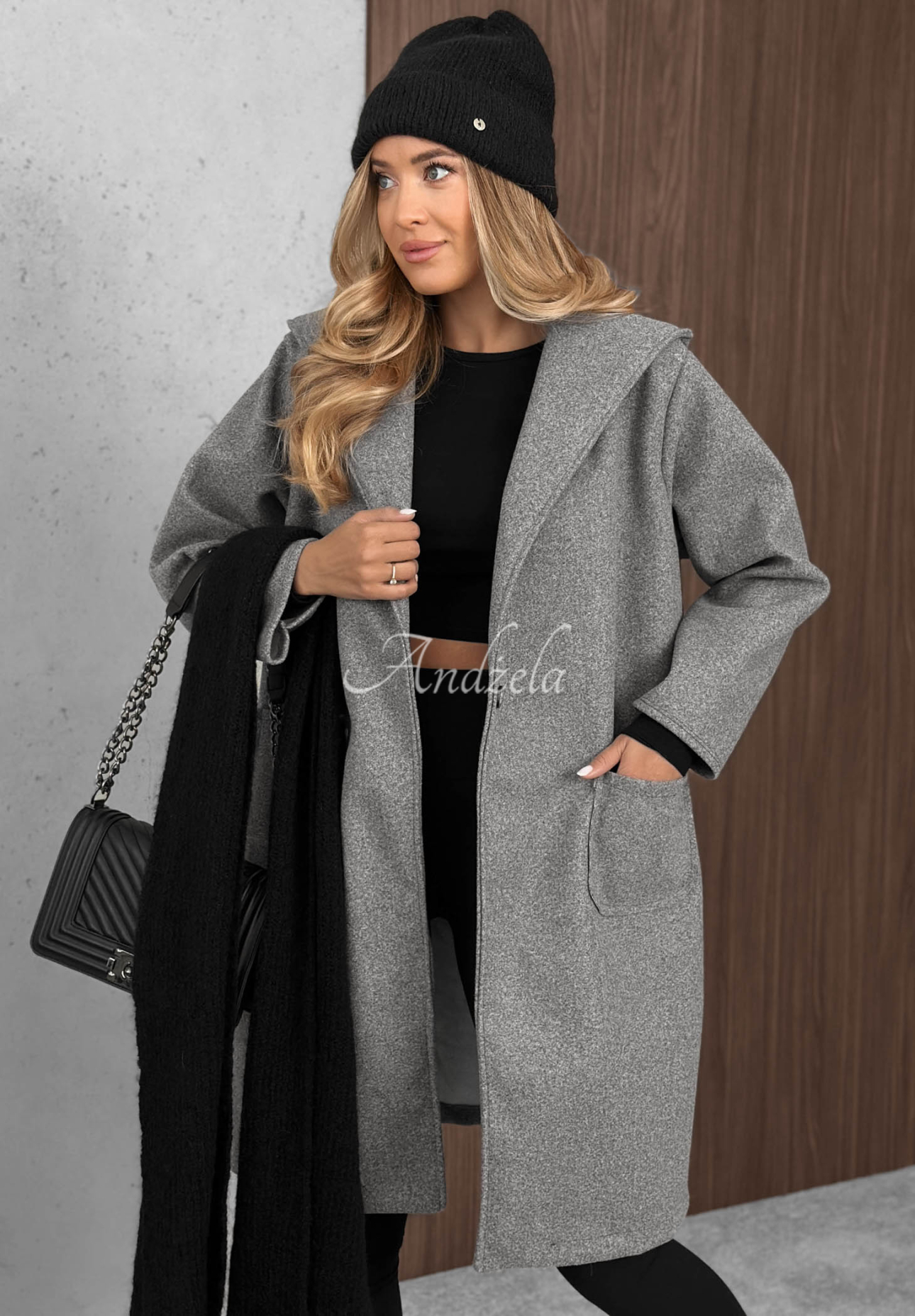 Dlouhý oversize kabát s vlnou City Autumn šedý