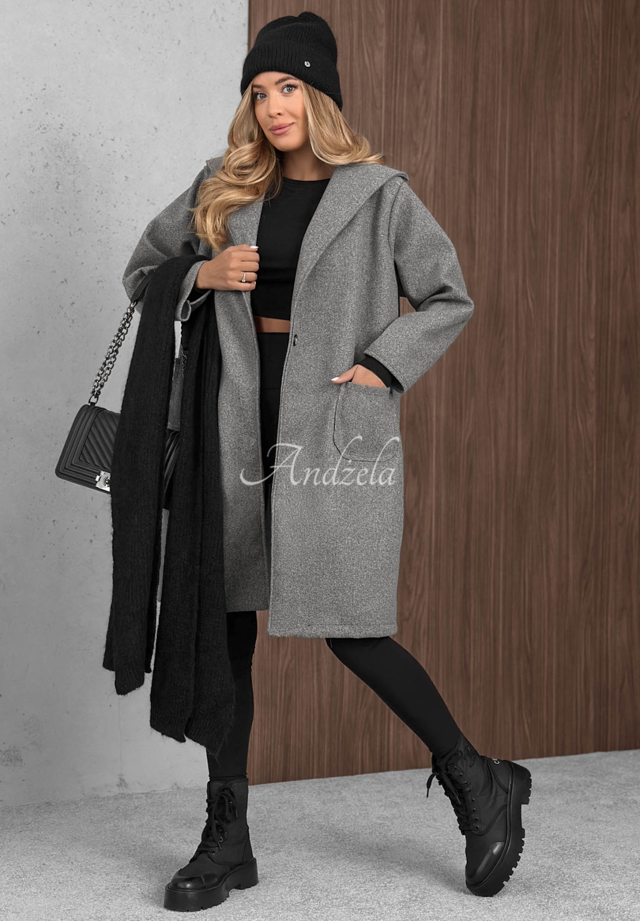 Dlouhý oversize kabát s vlnou City Autumn šedý