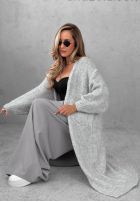 Dlouhý oversize kardigan s kapsami, vlnou a viskózou November Walk Světlešedá