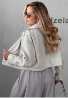 Krótki Kabát z kołnierzem Casual Calm Světlešedá